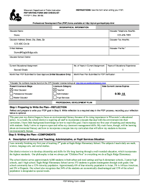 Wisconsin Professional Development Plan Form