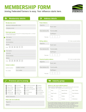 Federated Farmers Membership Form