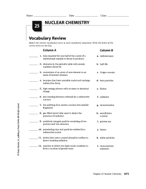 Nuclear Chemistry Vocabulary Review