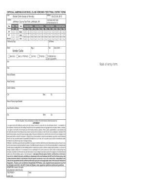 American Kennel Club Herding Test/Trial Entry Form