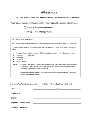 Sexual Harassment Training Video Acknowledgment Statement