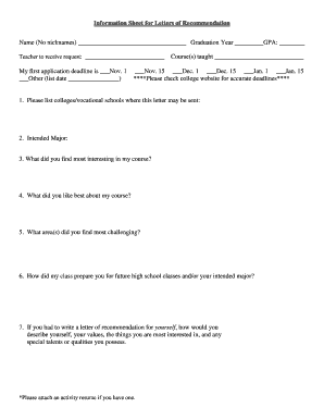 Letter of Recommendation Request Form