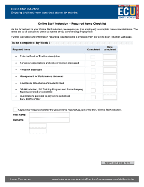 Online Staff Induction Checklist