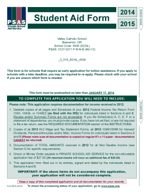 Student Aid Form