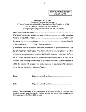 Flat Transfer Registration Undertaking