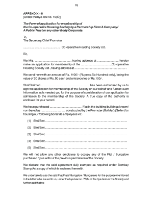 Co-operative Housing Society Membership Application