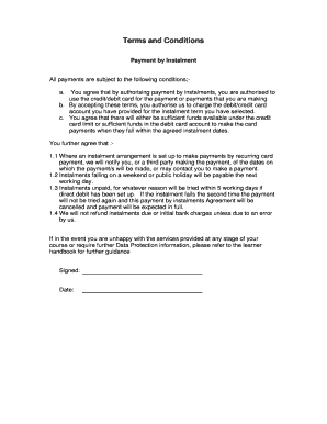 Payment by Instalment Agreement