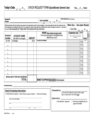 QuickBooks Check Request Form