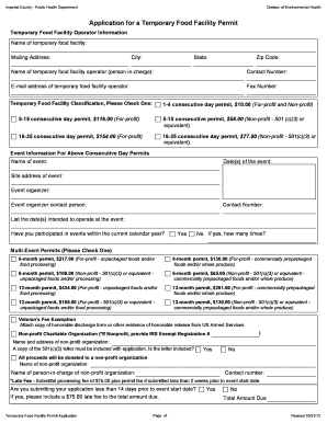 California Temporary Food Facility Permit Application