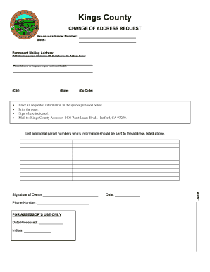 Kings County Change of Address Request