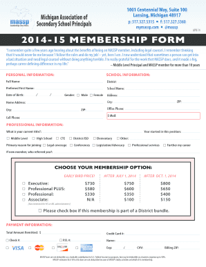 Michigan Association of Secondary School Principals Membership Form