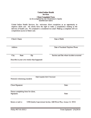 Client Complaint Form