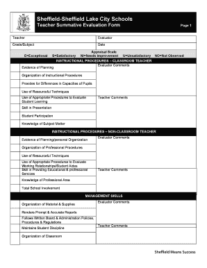 Teacher Summative Evaluation Form
