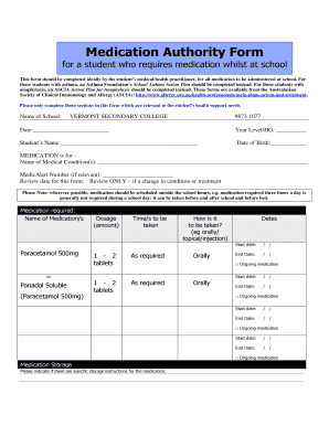 Medication Authority Form