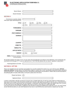 Royal British Legion Membership Application Form