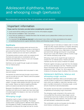 Adolescent Diphtheria Tetanus Pertussis Consent Form