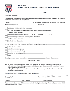 Potential non-achievement of an outcome - vermontsc vic edu