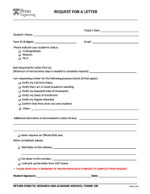 Request for Letter Form