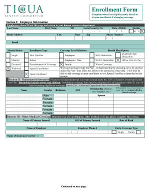 Employee Health Benefit Enrollment Form