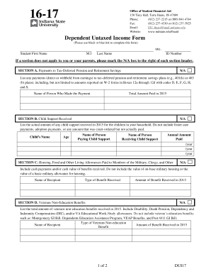 Dependent Untaxed Income Form