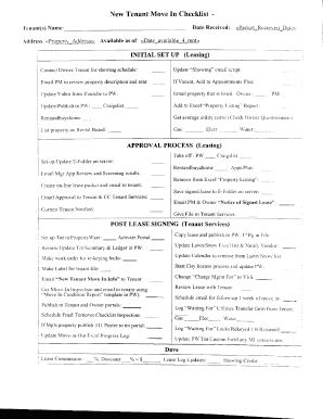 New Tenant Move In Checklist