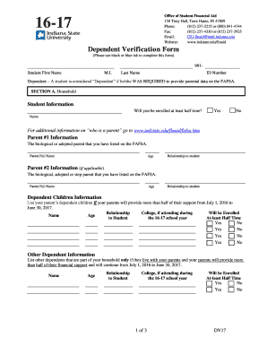 Dependent Verification Form
