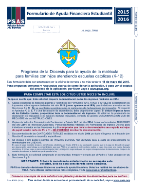 Formulario de Ayuda Financiera Estudiantil 2015-2016