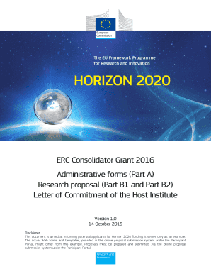 ERC Consolidator Grant 2016 Application Form