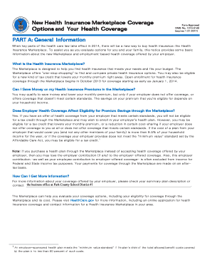 Health Insurance Marketplace Coverage Options Notice