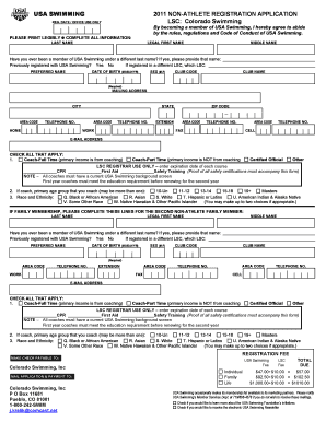 USA Swimming Non-Athlete Registration Application
