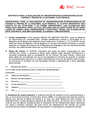 Contrato para la realización de transferencias internacionales de fondos