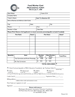 Food Worker Card Processing Form