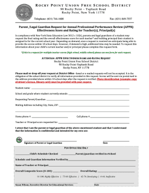 New York APPR Teacher Principal Rating Request Form