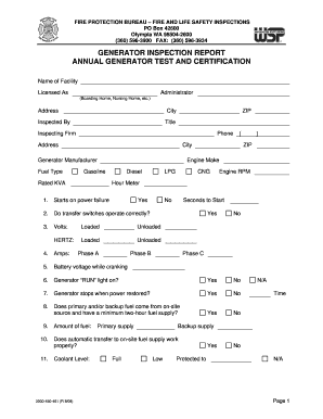 Washington Generator Inspection Report