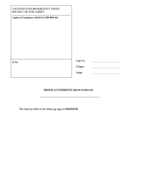 Bankruptcy Retention Authorization Order