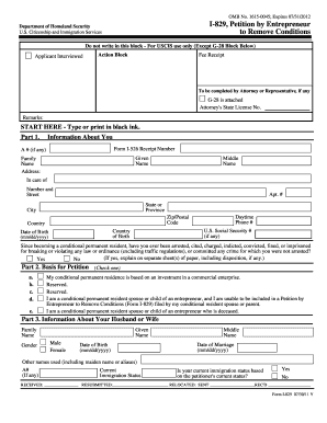USCIS Form I-829 Petition by Entrepreneur