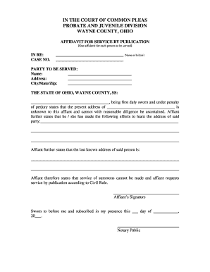 Affidavit for Service by Publication
