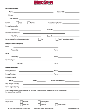 Emergency Medical Information Form