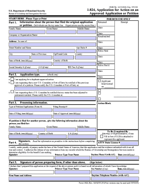 USCIS Form I-824 Application for Action on an Approved Application or Petition