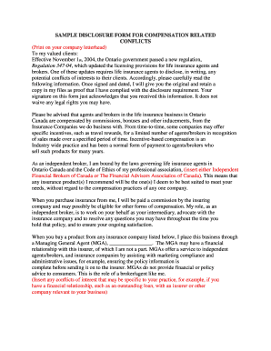 Disclosure Form for Compensation Conflicts