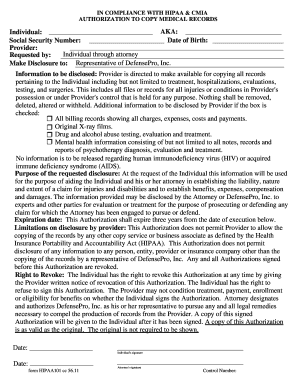 HIPAA Medical Records Authorization Form