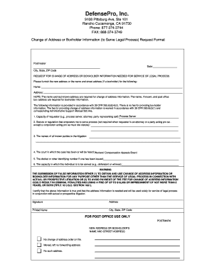 USPS Change of Address Request for Legal Process