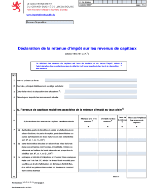 Déclaration de la retenue d'impôt sur les revenus de capitaux