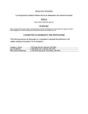 Ohio Access to Healthcare Act Initiative Petition