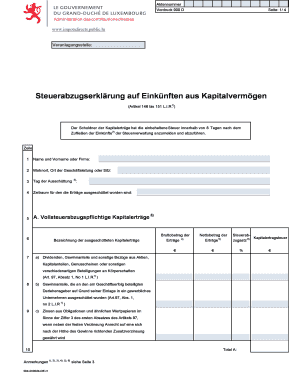 Steuerabzugserklärung auf Einkünften aus Kapitalvermögen