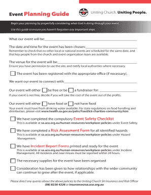 Event checklist - Event Planning Guide - Uniting Church SA - sa uca org