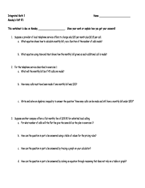 Integrated Math 2 Worksheet