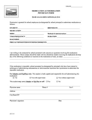 Medication Authorization Form