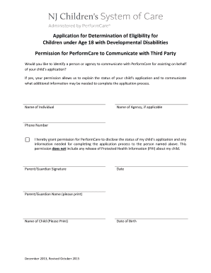Application for Children with Developmental Disabilities