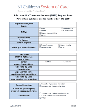 Substance Use Treatment Services Request Form
